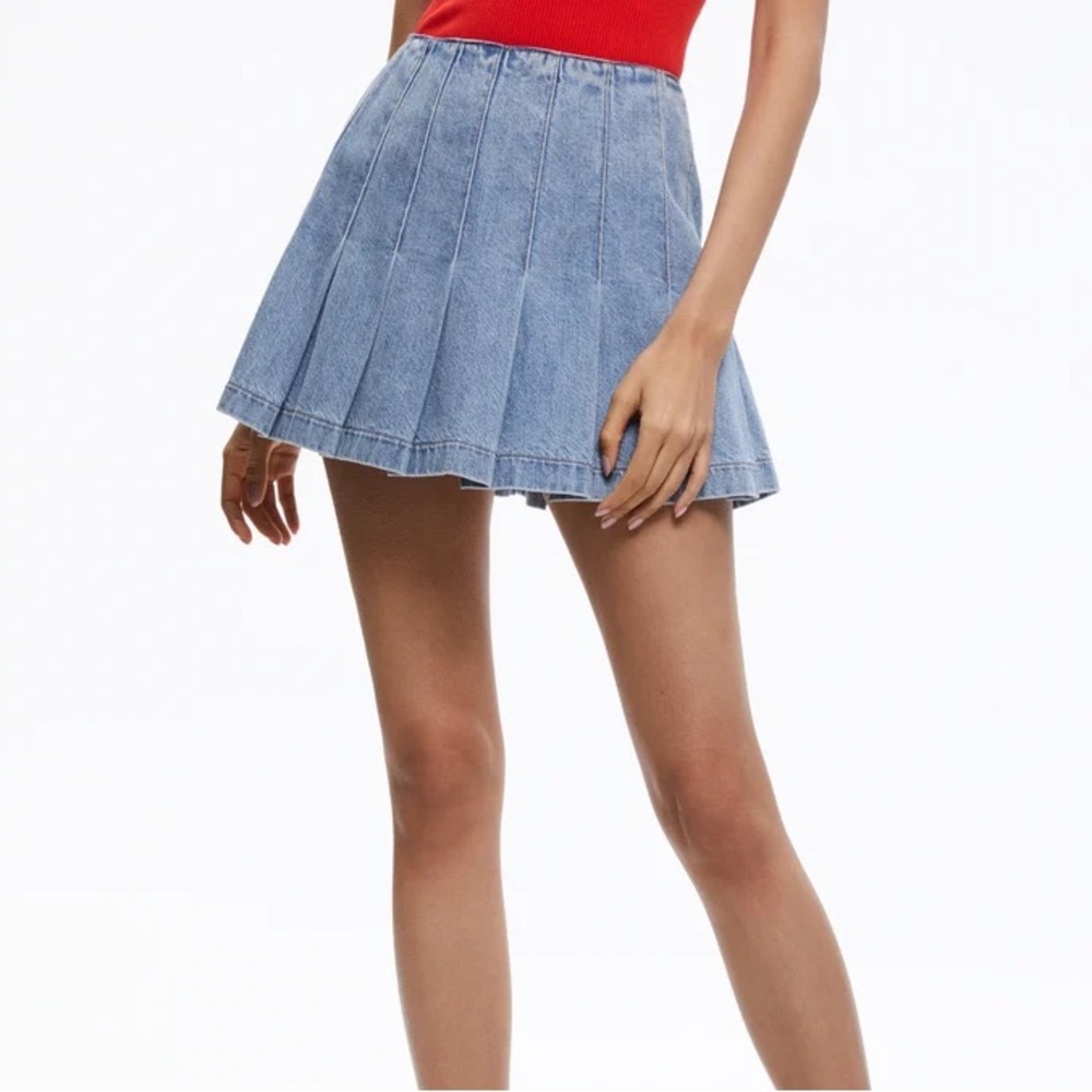 Alice + Olivia Blue Mini Skirt Pleated Casual